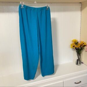 Chico’s sz 0 Aqua Blue Linen cropped Pants women sz 6/8